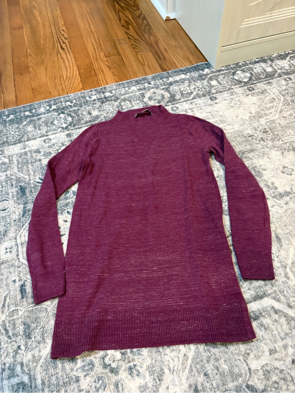 LOFT Plum Crewneck Long-Sleeve Tunic Sweater